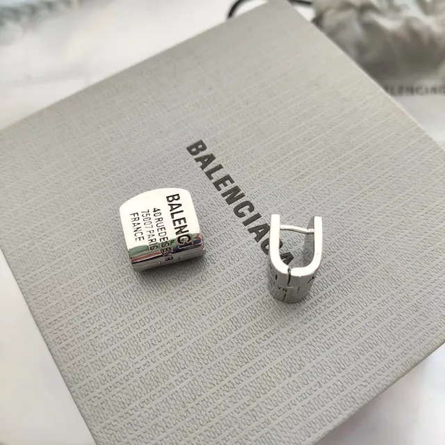 Balenciaga Hourglass Hoop Earrings Metallic