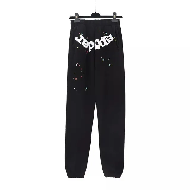 Broken Planet Star Print Joggers Black with Multicolor Stars and Logo