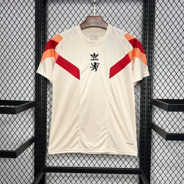 Adidas Belgium National Team Jersey Cream with Red and Orange Stripes