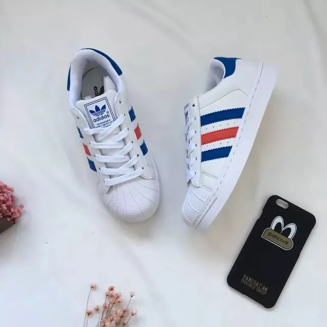 Adidas Superstar White Blue Red