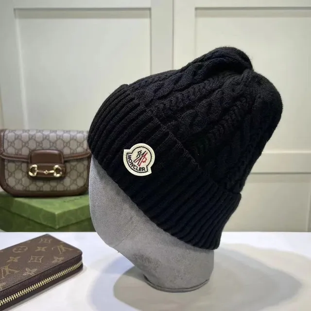 Moncler Cable Knit Beanie Logo Patch