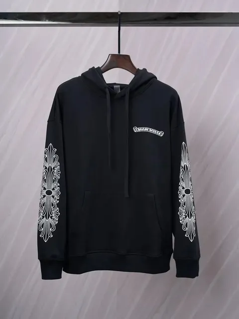 Chrome Hearts Hooded Sweatshirt Cross Dagger Sleeve Print
