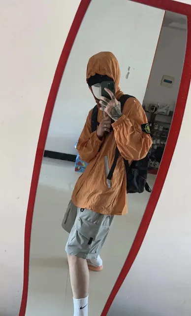 Stone Island Windbreaker Orange with Compass Patch