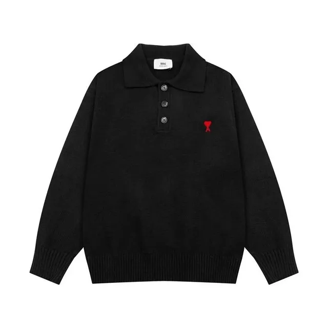 AMI Paris Polo Knit Red Heart Logo