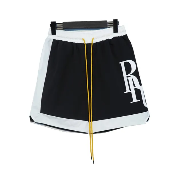 Rhude Logo Shorts Black White Yellow