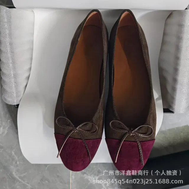 Chanel Ballet Flat Two-Tone Suede with Bow