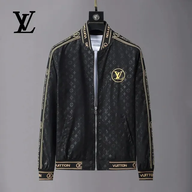 Louis Vuitton Monogram Bomber Jacket Gold Logo Trim