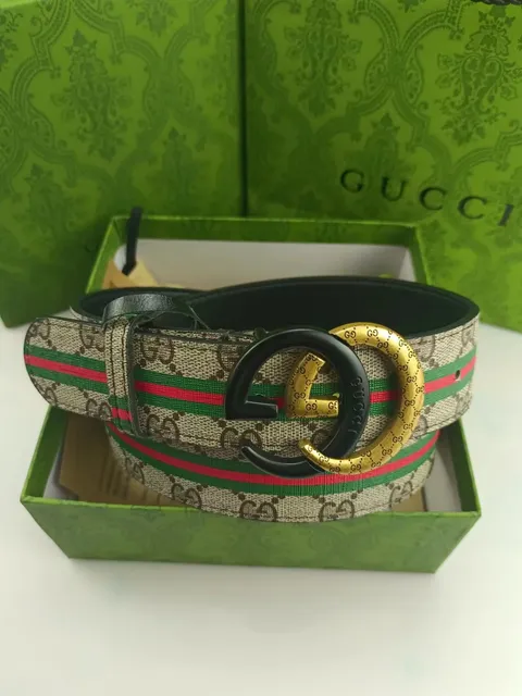 Gucci Web Belt GG Supreme with Green-Red Stripes