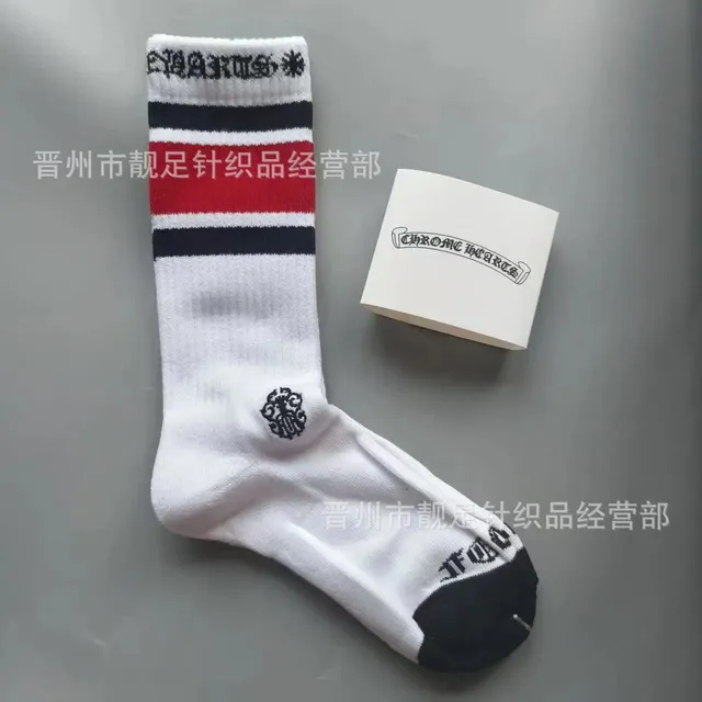 Chrome Hearts Crew Sock Striped Logo