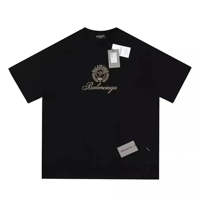 Balenciaga Logo T-Shirt Gold Embroidered