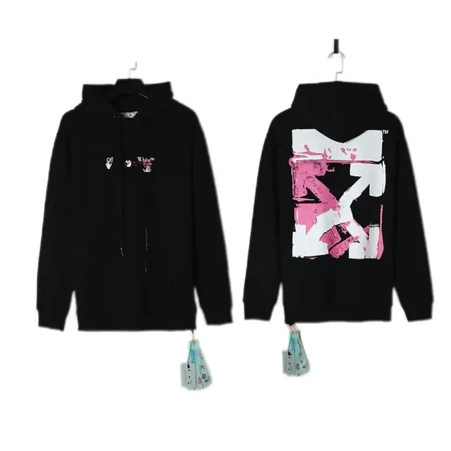 Off-White Zip-Up Hoodie Pink Arrow Print