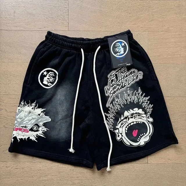 Hellstar Shorts Flame Graphic Print