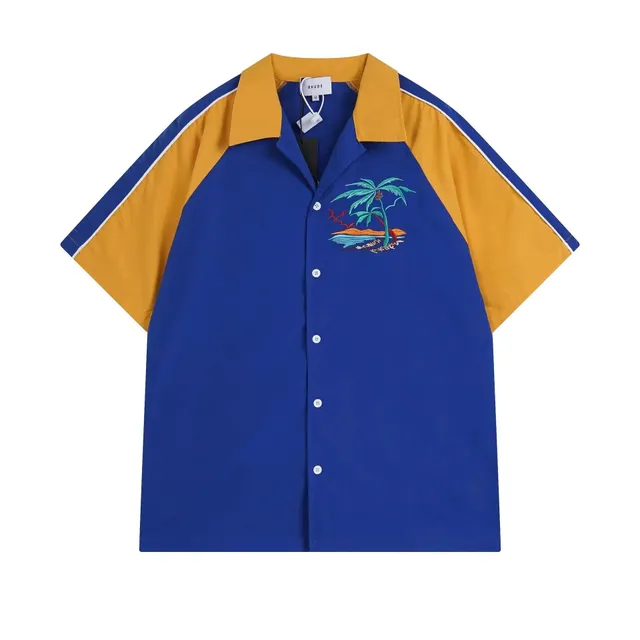 Rhude Camp Collar Shirt Palm Tree Embroidery