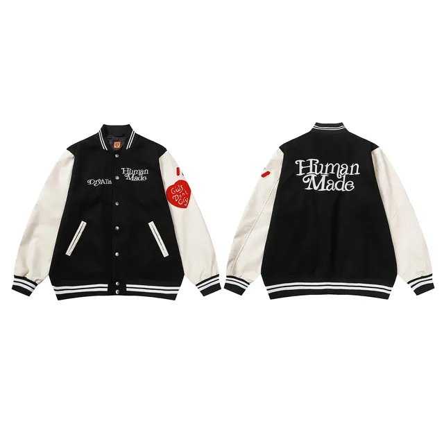 Human Made Varsity Jacket Black and Cream