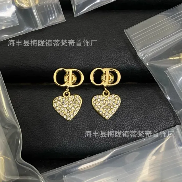 Dior Bobby Heart Earrings Crystal-Embellished