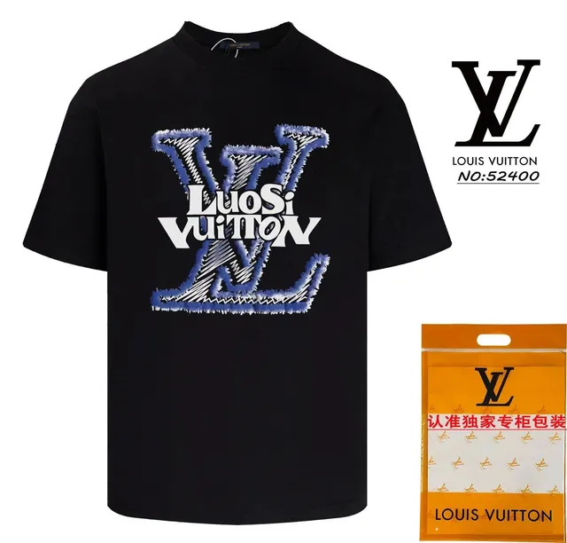 Louis Vuitton LV Logo T-Shirt Blue Sketch Print