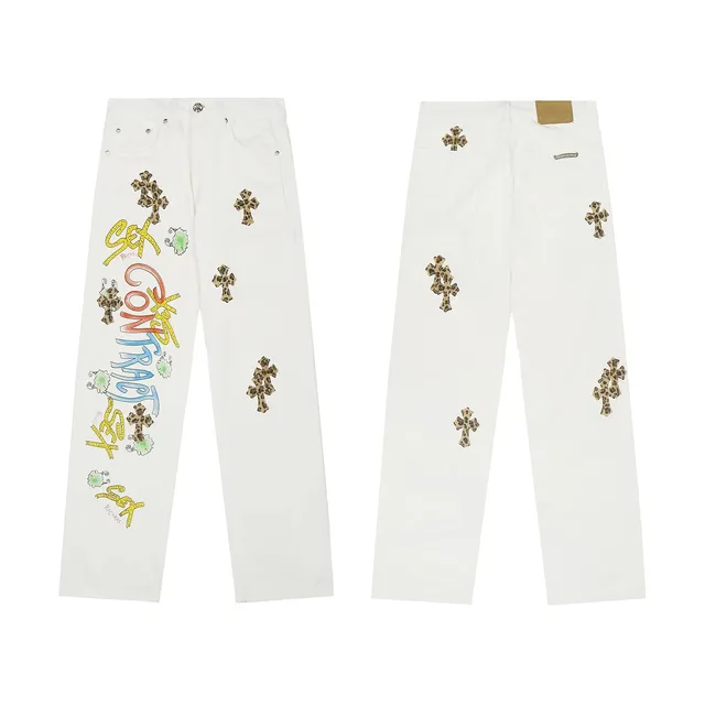 Chrome Hearts Jeans Leopard Cross Patch