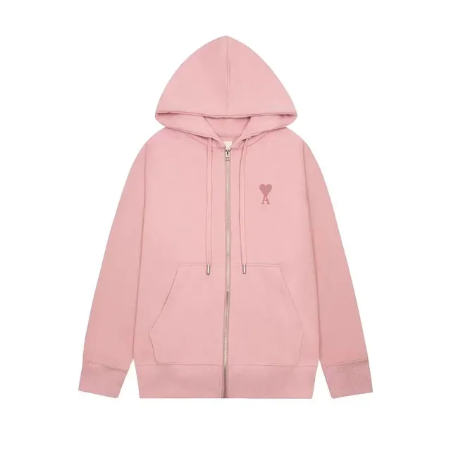 Off-White Zip-Up Hoodie Heart Logo