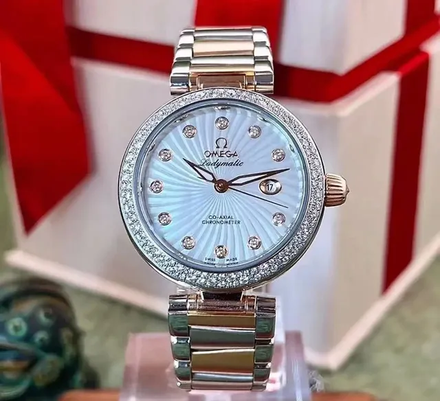 Omega Ladymatic Diamond Bezel Mother-of-Pearl Dial