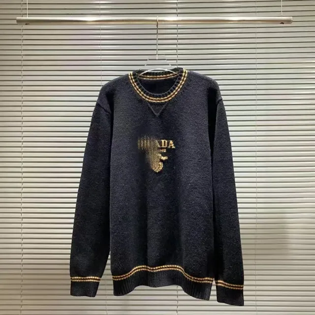 Prada V-Neck Sweater Embroidered Logo