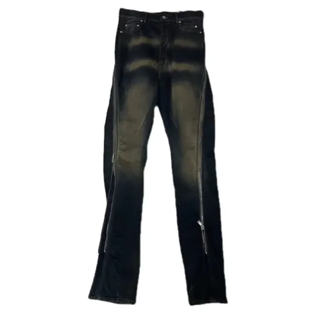 Stone Island Zipper Detail Jeans Distressed Black