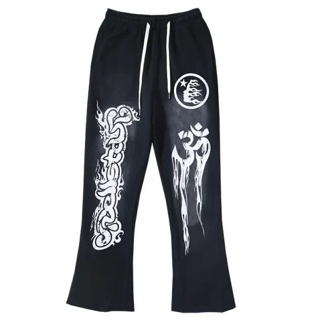 Hellstar Graphic Sweatpants Flame Om Symbol Print
