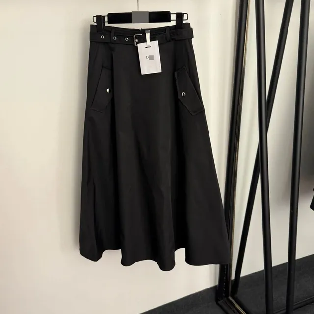 Dior A-Line Skirt Belted Pocket
