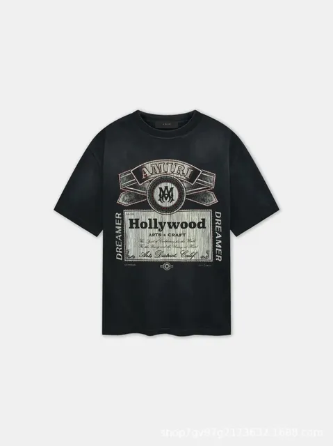 Amiri Hollywood Graphic Tee Distressed Logo Print