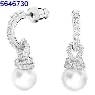 Swarovski Pearl Drop Earrings Crystal-Embellished