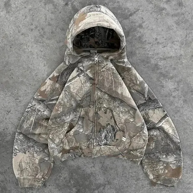 Akimbo Club Zip-Up Hooded Jacket Camouflage Print