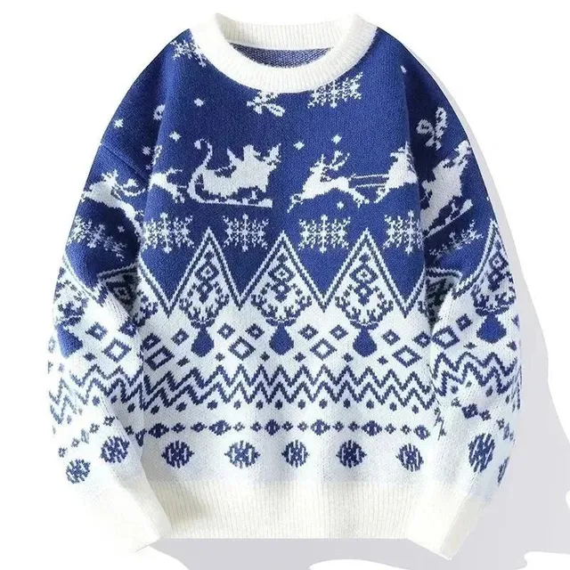 Fair Isle Knit Sweater Christmas Reindeer Print