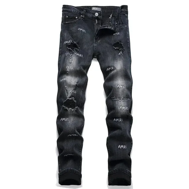 Amiri Distressed Jeans Logo-Print Ripped