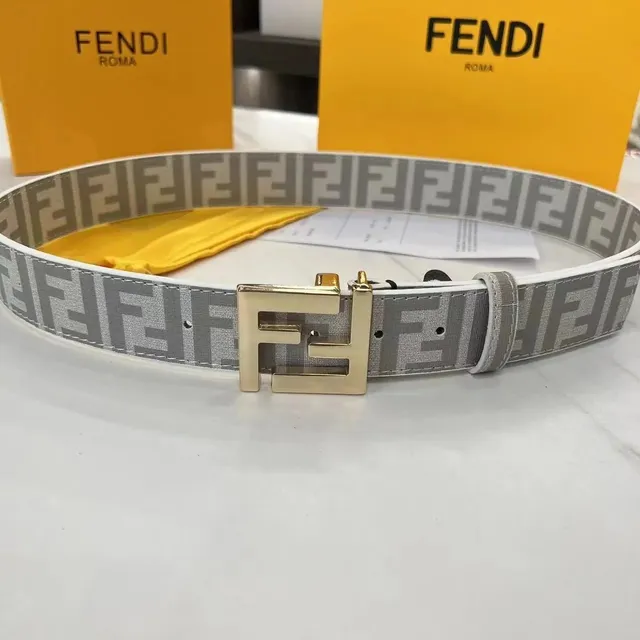 Fendi FF Logo Belt Grey Monogram