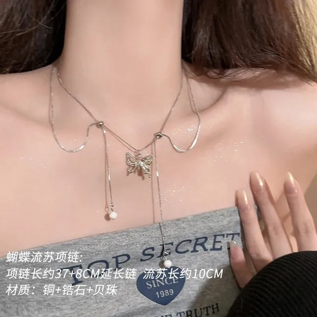 蝴蝶流苏项链