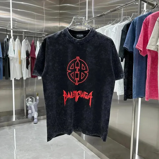 Balenciaga Logo T-Shirt Acid Wash