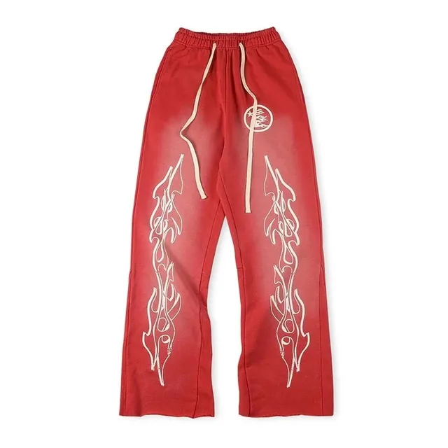 Hellstar Flame Sweatpants White Flame Print
