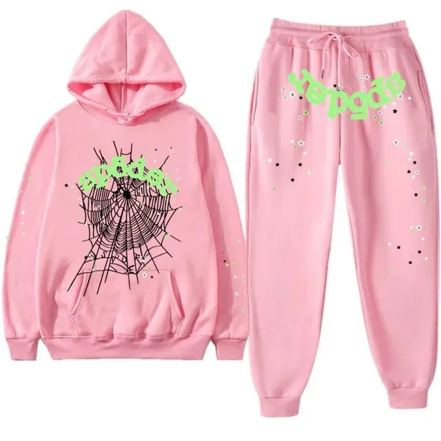 Broken Planet Spiderweb Hoodie and Joggers Set Neon Green Spiderweb Print