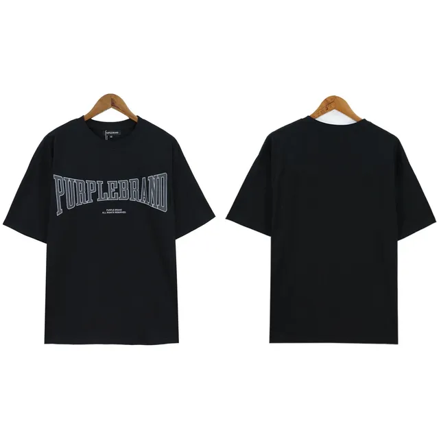Purple Brand Arch Logo Tee Black with Grey Outline