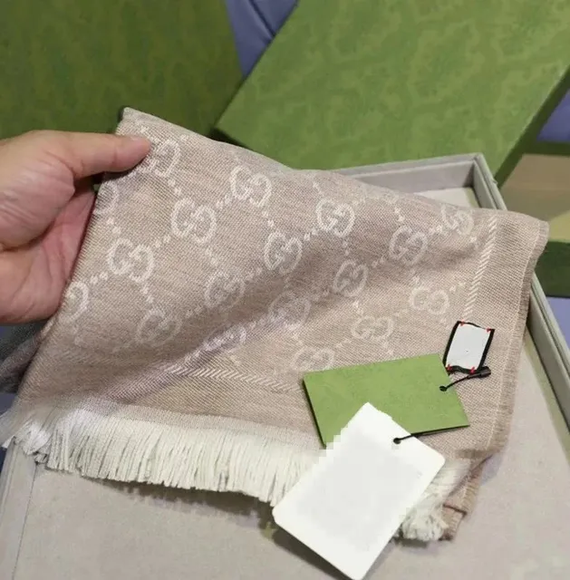 Gucci GG Logo Scarf Beige with White GG Pattern