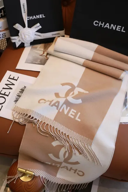 Chanel Logo Scarf Block Logo