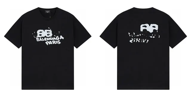 Balenciaga Logo Print T-Shirt Splatter Logo