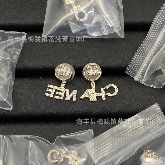 Chanel CC Logo Earrings Crystal-Embellished