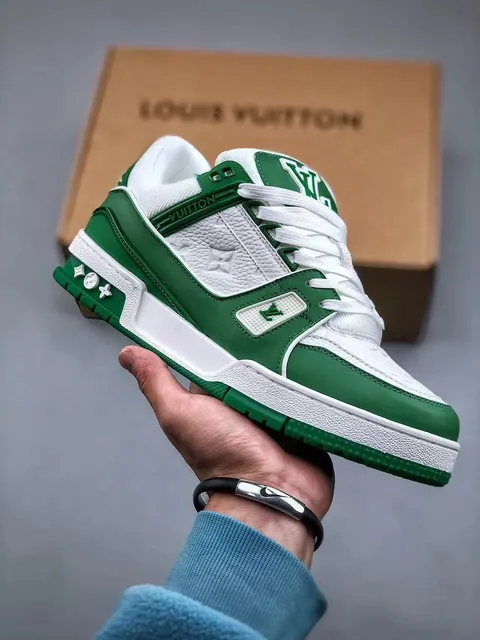 Louis Vuitton LV Trainer Green and White