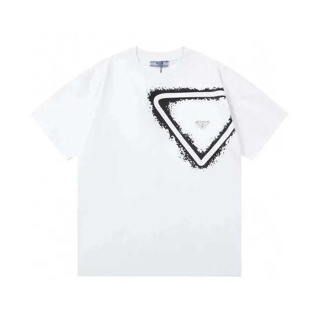 Prada Triangle Logo T-Shirt Spray-Paint Print