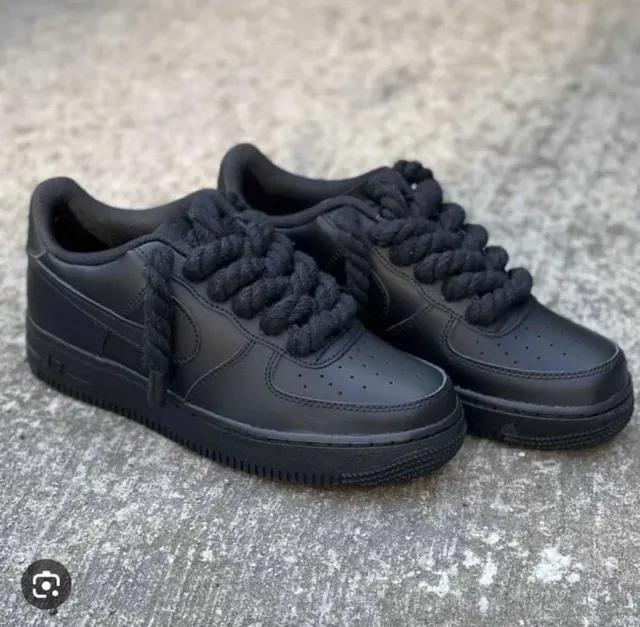 Nike Air Force 1 Low Triple Black Rope Laces