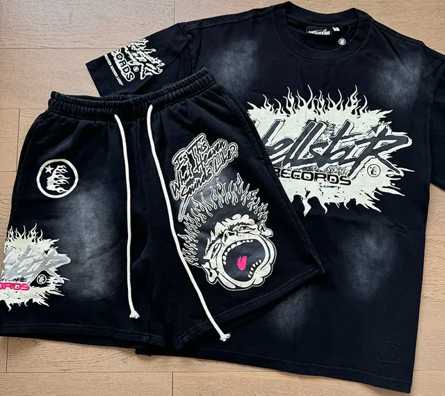 T-Shirt and Shorts Set Hellstar Records Graphic
