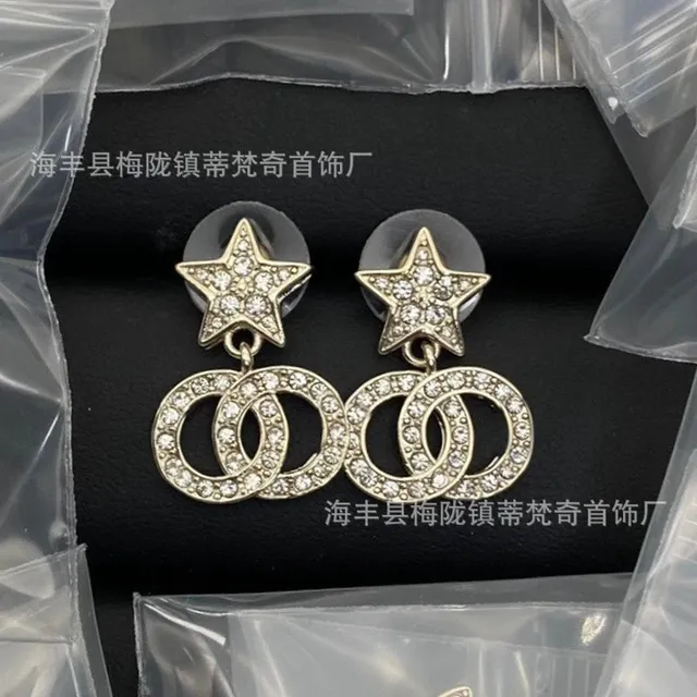 Chanel Star and CC Earrings Crystal-Embellished