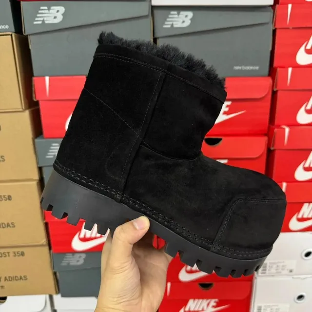 Platform Suede Boot Faux Fur Lined