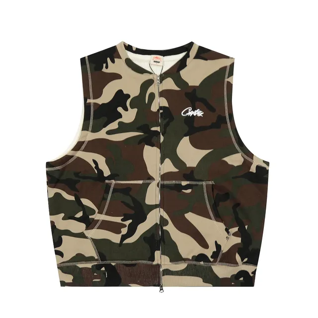 Corteiz Camo Zip-Up Vest Woodland Camo