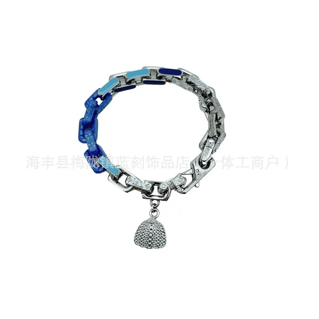 Swarovski Chain Bracelet Blue Enamel with Shell Charm